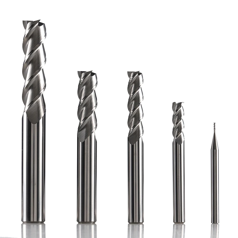 5PCS/LOT AL-3E 1-6mm solid carbide 3 flute flattened end mill with straight shank cnc milling cutter high precision