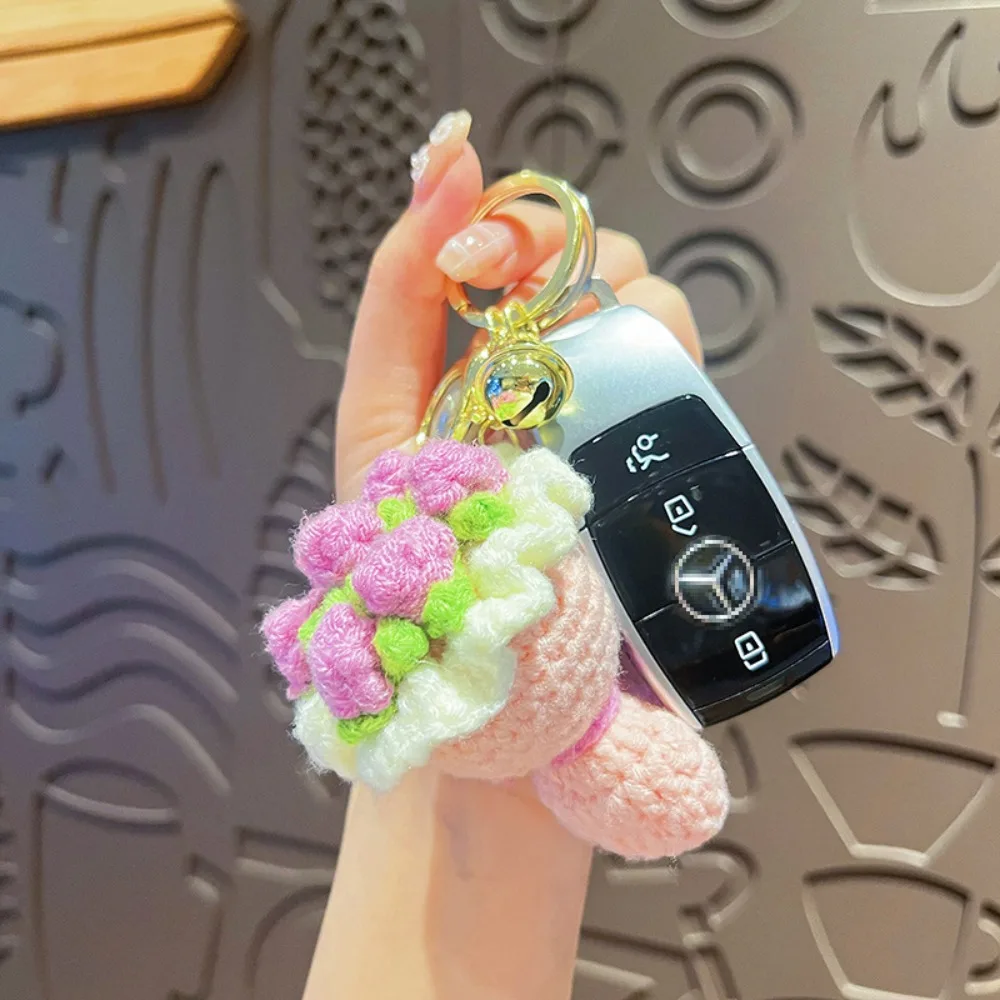 New Bouquet Keychain Sunflower Portable Red Rose Keychains Multi-function Bag Pendant