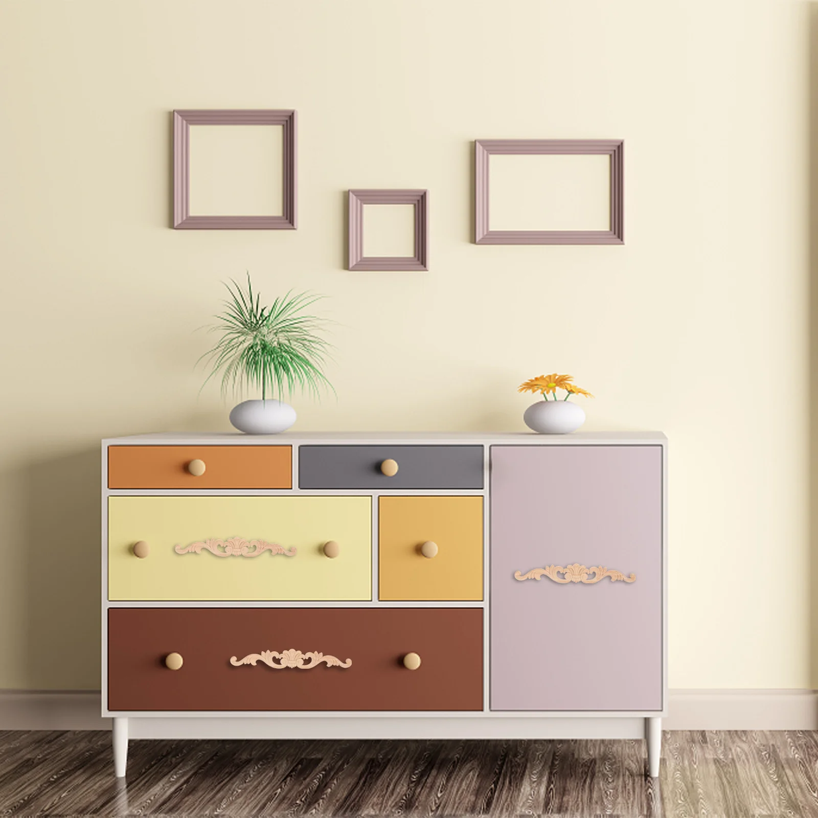 4pcs деревянные аппликации для декоративных элементов мебели