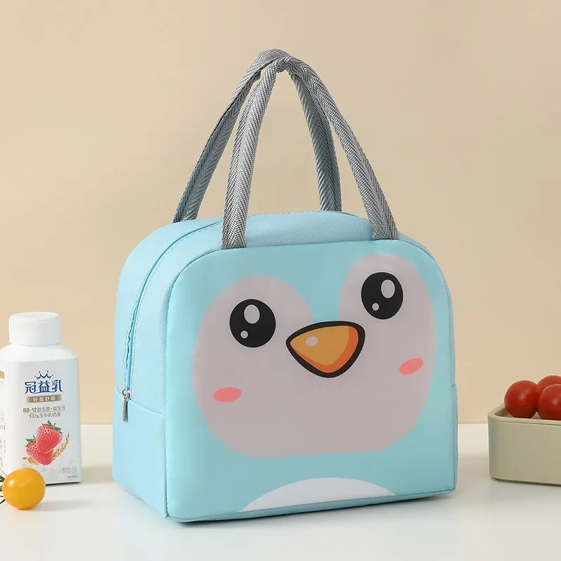 Portable Lunch Bag Cartoon Animal Print Thermal Insulation Lunch Bags Student Office Workers Cute Lunch Box Picnic Bento Pouch