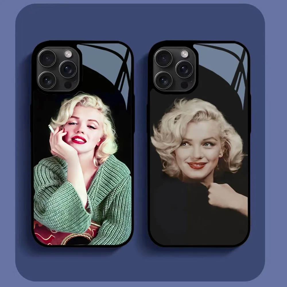 Sexy Girl M-Marilyns M-Monroes Phone Case For iPhone16 15 14 13 12 11 Pro Xs Max Mini XR X 7 8 Plus luxury Mirror Hard Funda