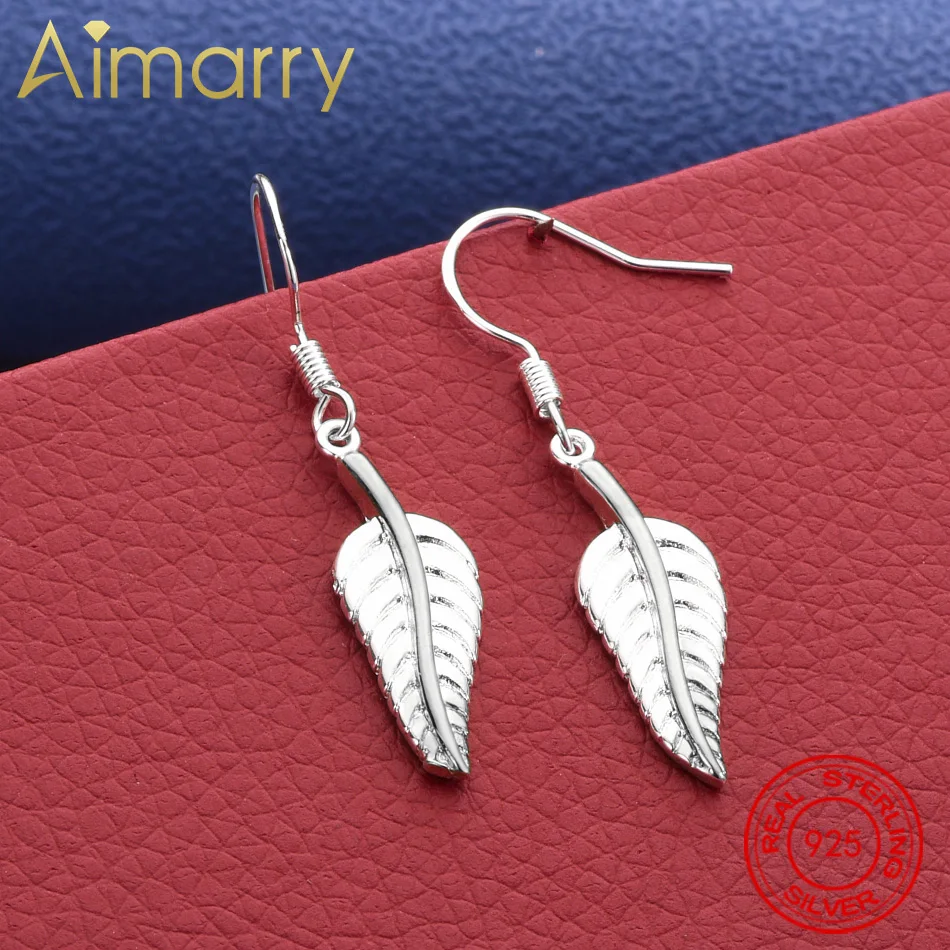 

Fine 925 Sterling Silver Design Leaf Earrings Drop Earrings Anniversary Gift Popular Wild Fashion Romantic Jewelry