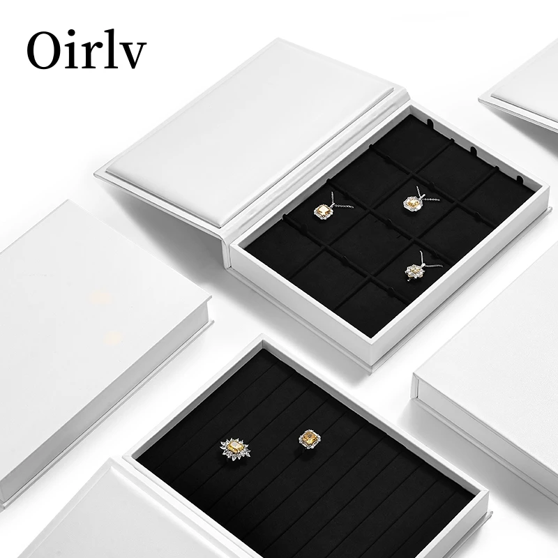 

Oirlv White Jewelry Tray Display With Flip Lid Ring Necklace Bracelet Bangle Storage Box White Stackable Jewelry Box Organizer