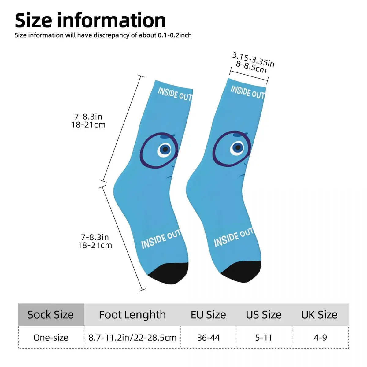 Inside Out Emotions Mood Sadness Socks Men\'s Women Polyester Cartoon Anime Socks Novelty Spring Summer Autumn Winter Socks Gift