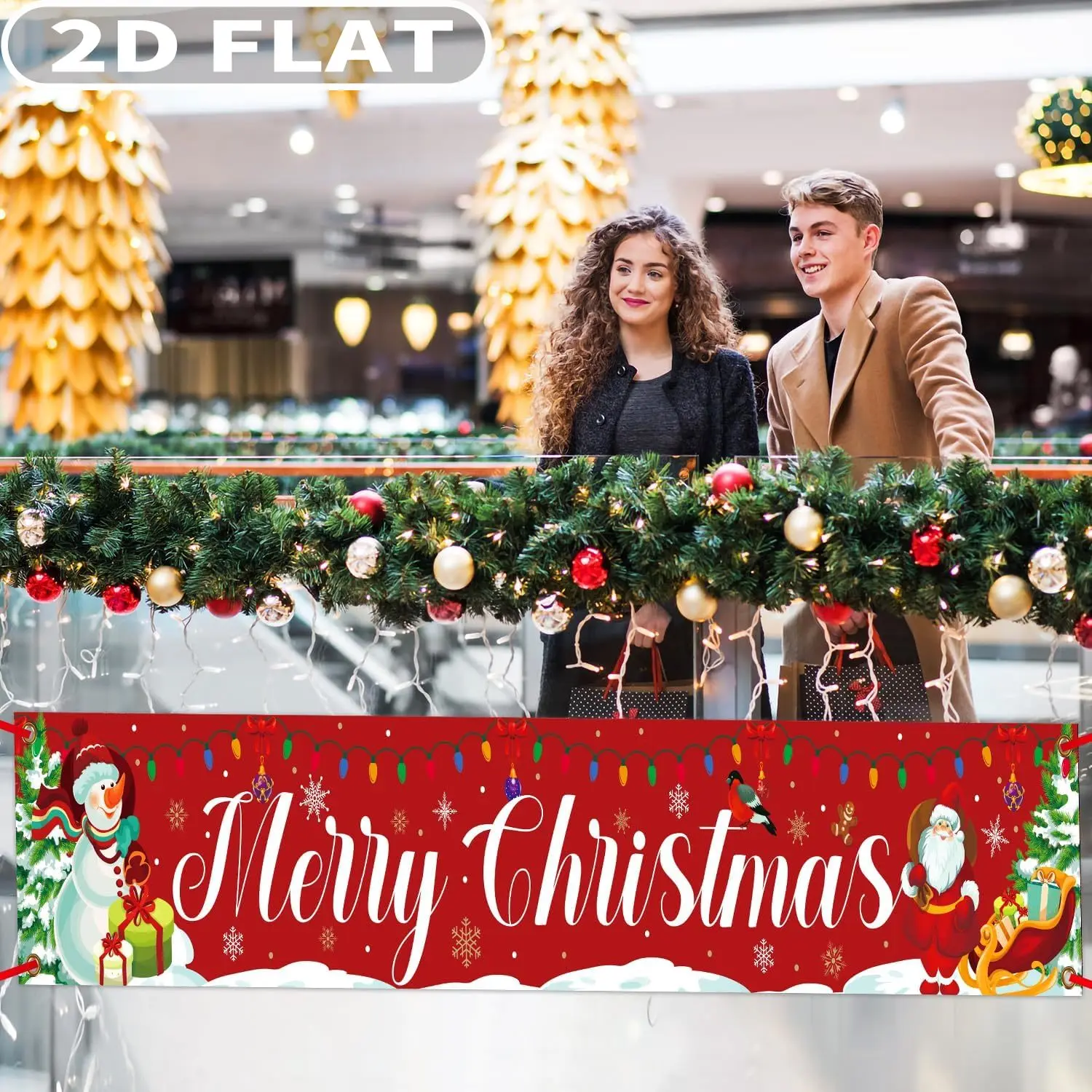 قطعة واحدة من لافتة حفلات عيد الميلاد، لافتة تشارة ساحة شجرة عيد الميلاد لعيد الميلاد من البوليستر المتين لحديقة الشرفة في ساحة الحديقة #6