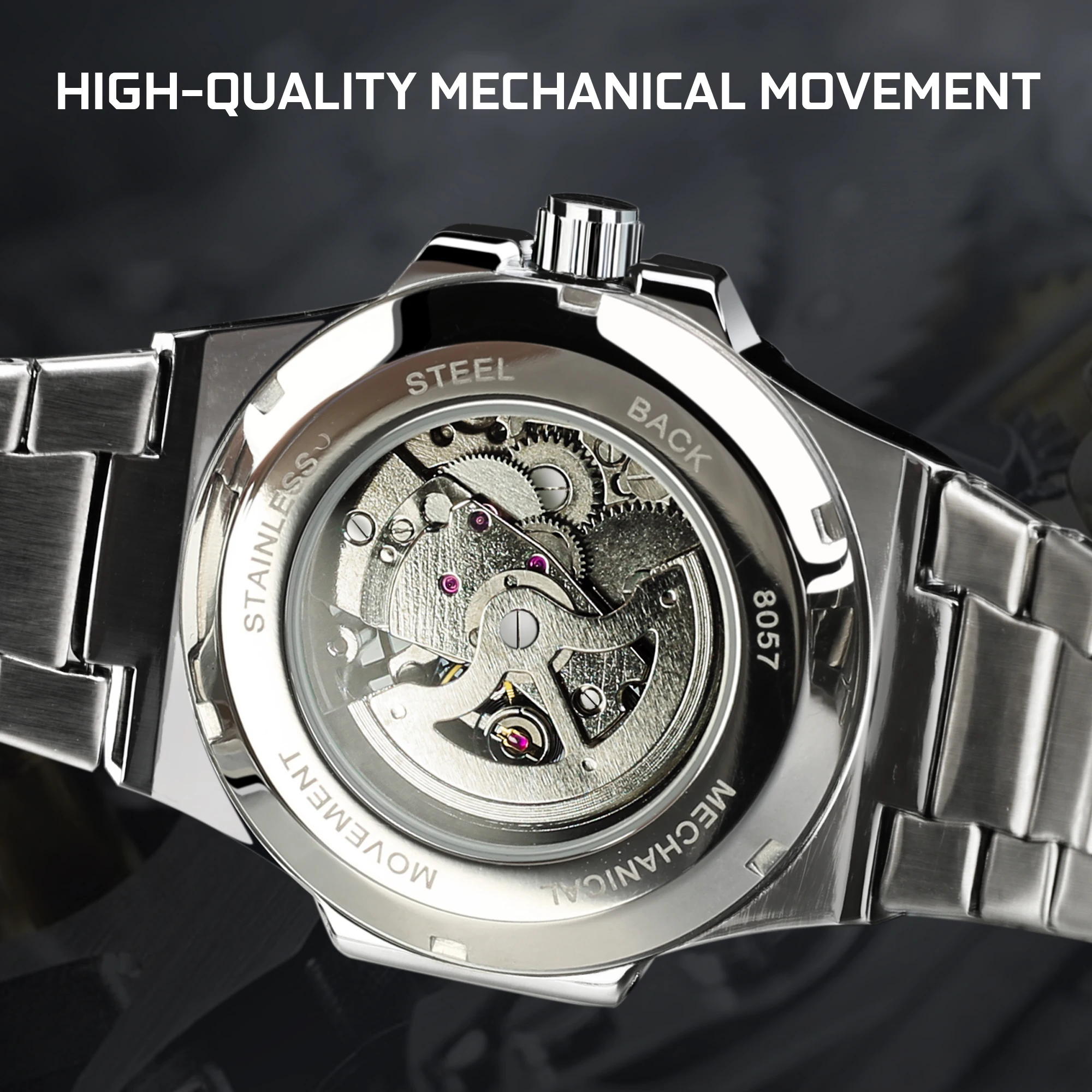 Men Automatic Mechanical Watches Top Brand Luxury Stainless Steel Waterproof Skeleton Clock Luminous Business Clock Reloj Hombre