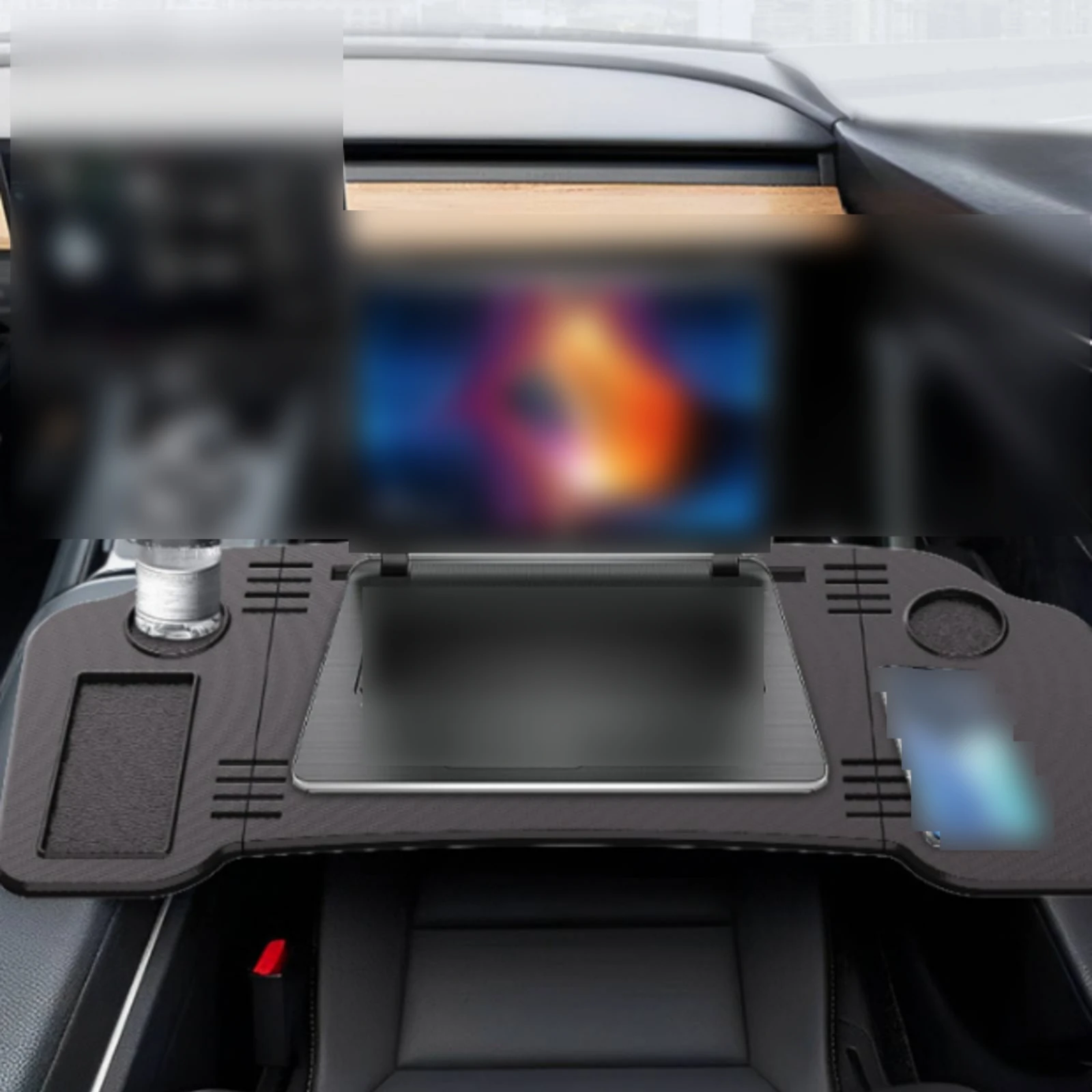 Steering Wheel Desk Metal Fixing Foldable Car Tray Car Laptop Desk Storage Compartment Textured Finish