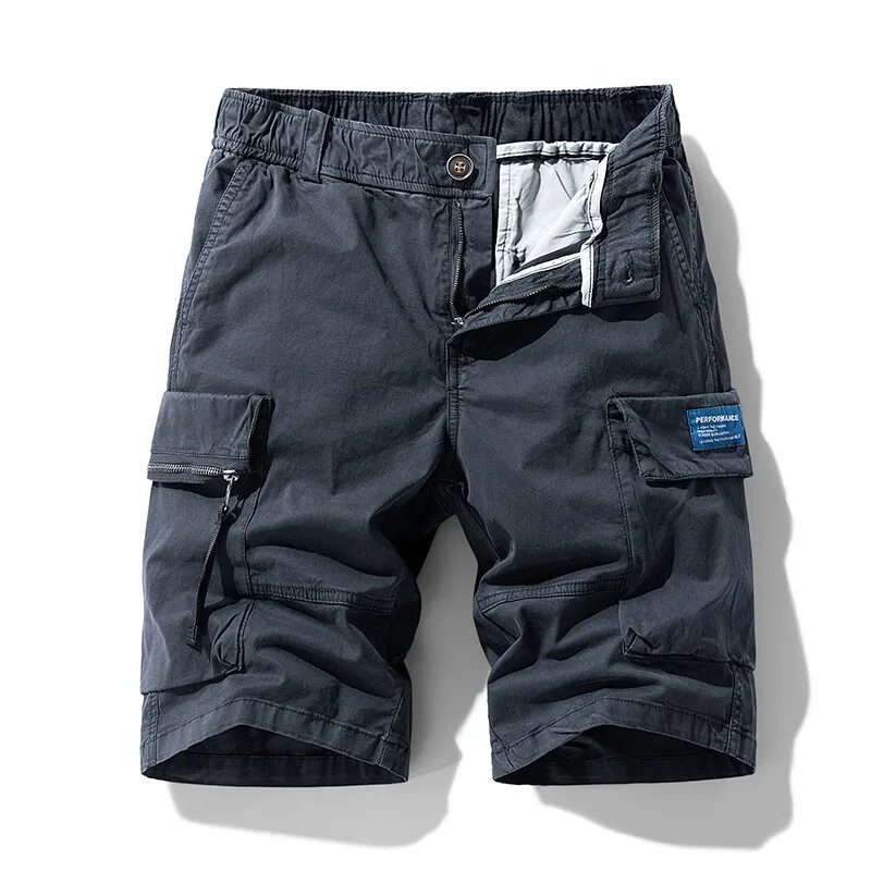 

Классические однотонные шорты-карго, мужские летние хлопковые дышащие свободные повседневные брюки до колена, брендовая одежда, прямые шорты