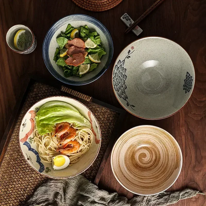 

Japanese and wind creative ceramic bowl household instant noodle bowl ramen hat bowl household commercial salad