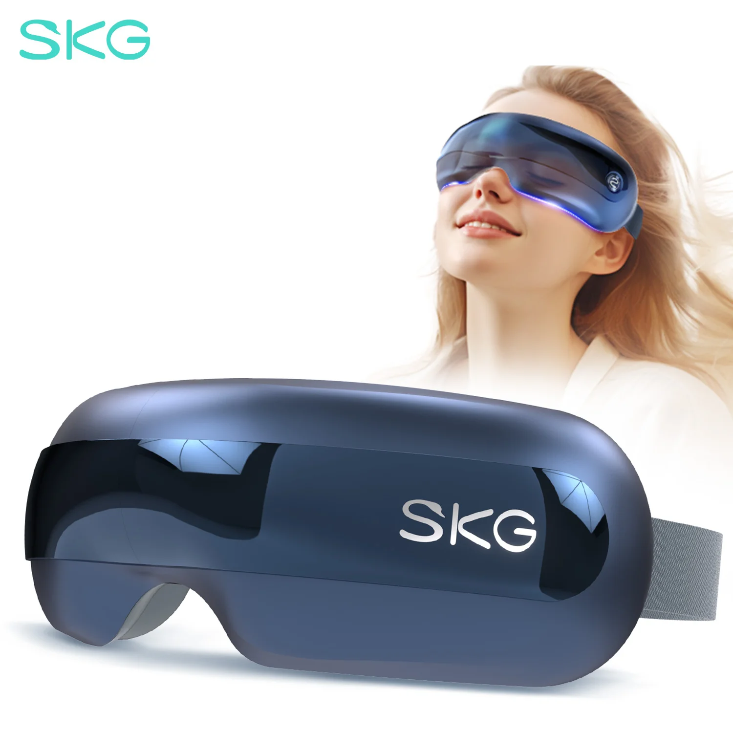 SKG Eye Massager with Heat, Bluetooth Heated Eye Massager for Migraines Relief with Vision Window Music