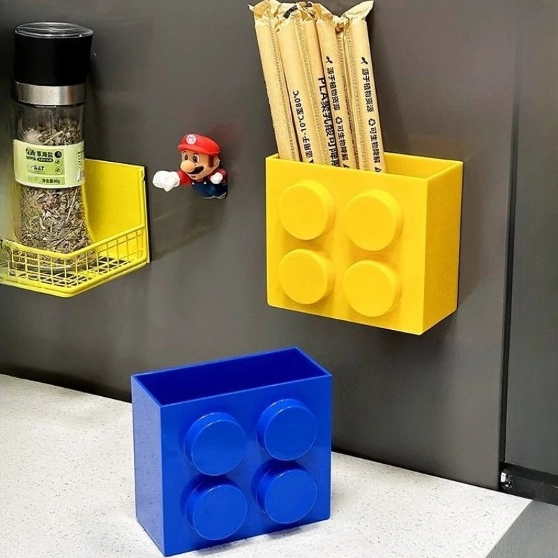 1 قطعة صندوق تخزين مغناطيسي رائع لبنة البناء المغناطيسية، مغناطيس الثلاجة لمنظم المطبخ، تخزين المطبخ