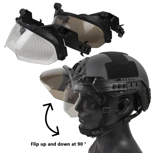 Casco táctico con tapa, gafas ajustables para Airsoft, Paintball, casco rápido a prueba de viento, antiniebla, caza, juegos CS, gafas de protección