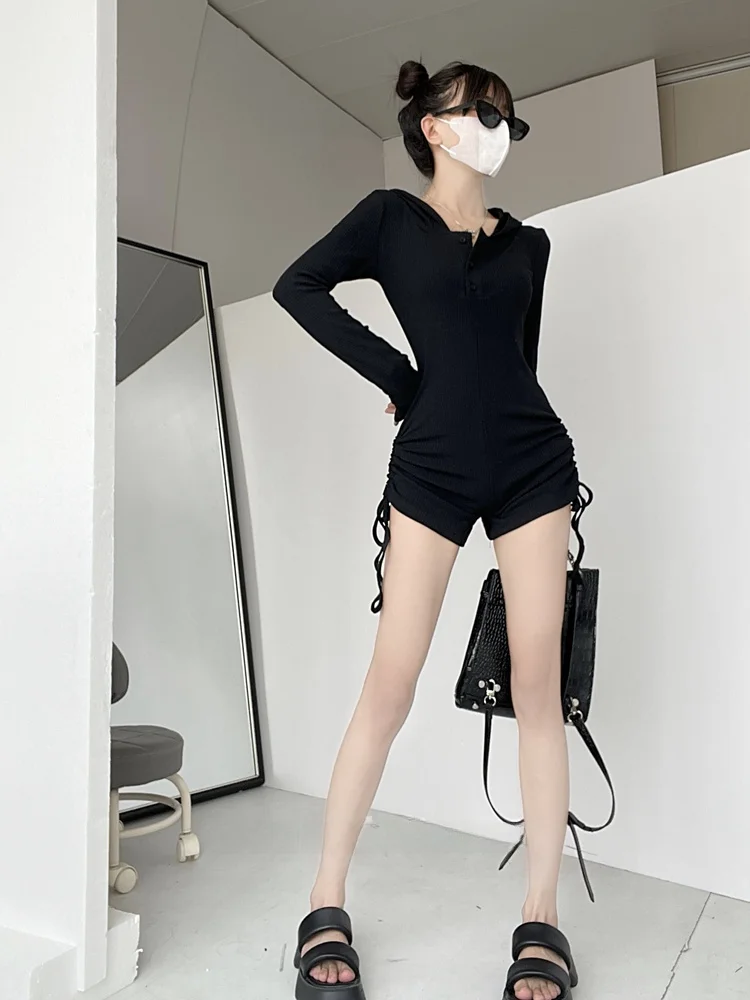 Hoge taille Monokini Crop Top Bot Set Street Sle Denim Kleur Broek Dames Faion ow Leg Extension Bodycon One-P...