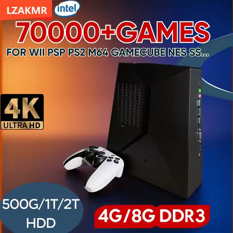 70000 Games G5 Pro 4K HD Game Console 60 Emulators for PSP N64 NGC PS2 Plug on TV Wireless Controller Home TV 4Players Kids Gift