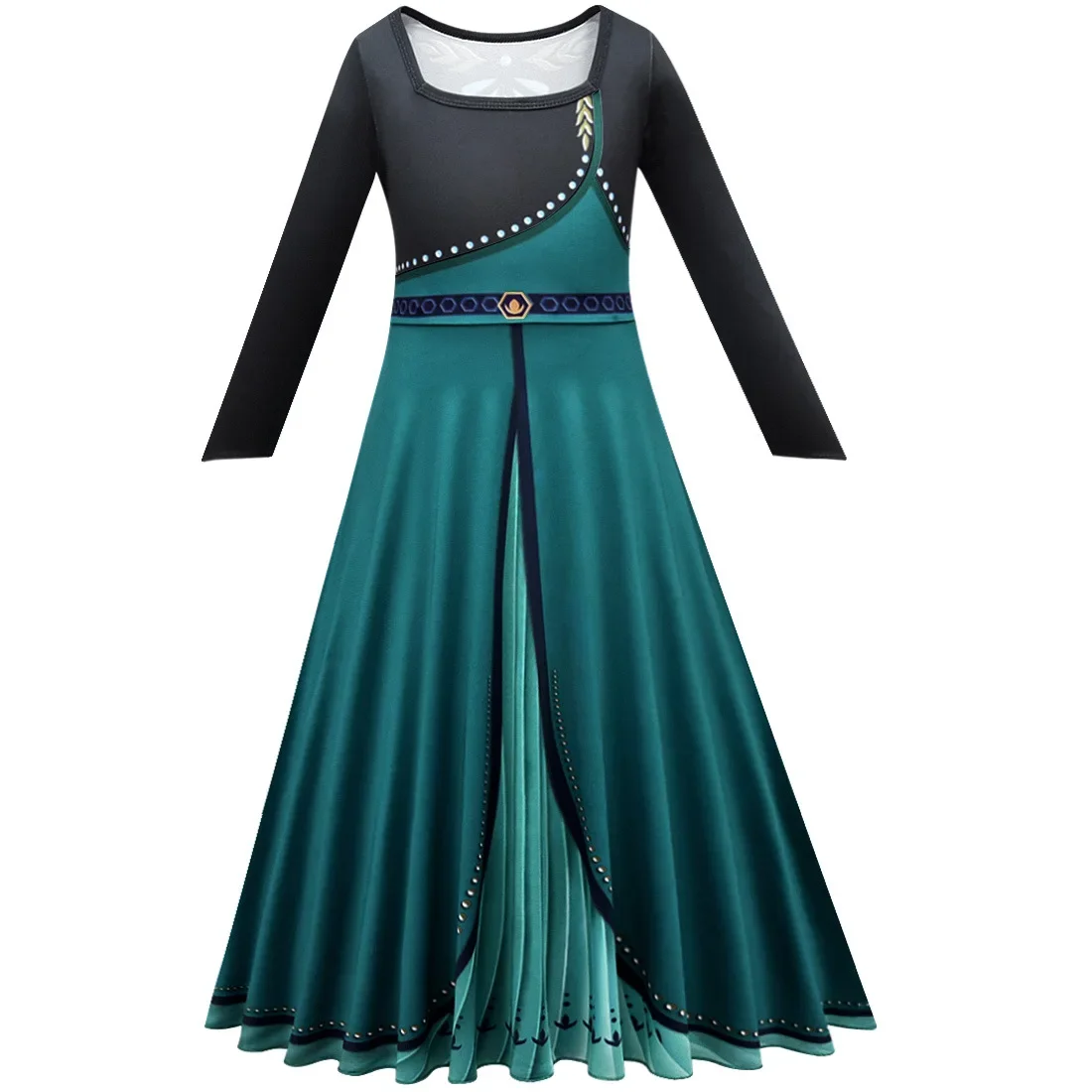 Frozen Coronation Anna Disney Princess Girls Cosplay  Long Sleeve Costume Carnival Party Kids Cloak Clothes Birthday Print Dress view 5