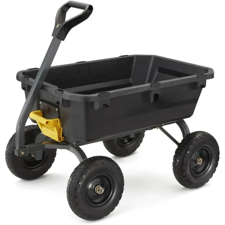 

7GCG-NF Heavy-Duty Poly Dump Cart with No-Flat Tires, 7 Cubic Feet, 1200-Pound Capacity, Black