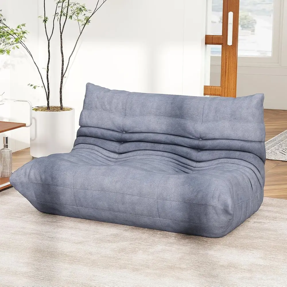 

Full Foam Loveseat Sofa, Adult Bean Bag Chairs Floor Couch with Soft Waterproof Fabric, Armless Fireside Lounge Chair for Living