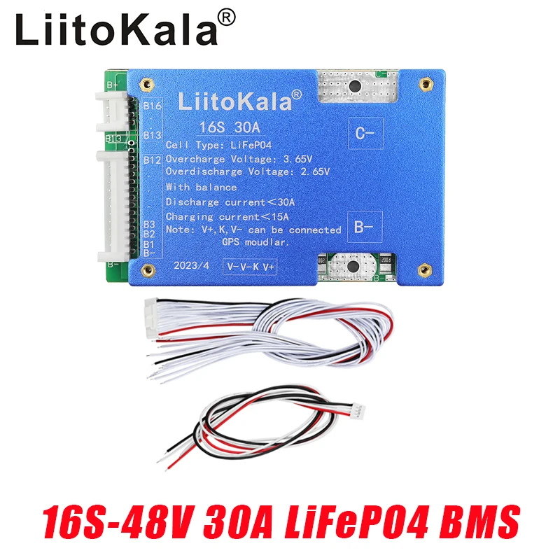 LiitoKala 16S 48V 30A LiFePO4 Battery Balance Charge Board Equalizer NTC Temperature Protection Equalizador For Escooter/Ebike