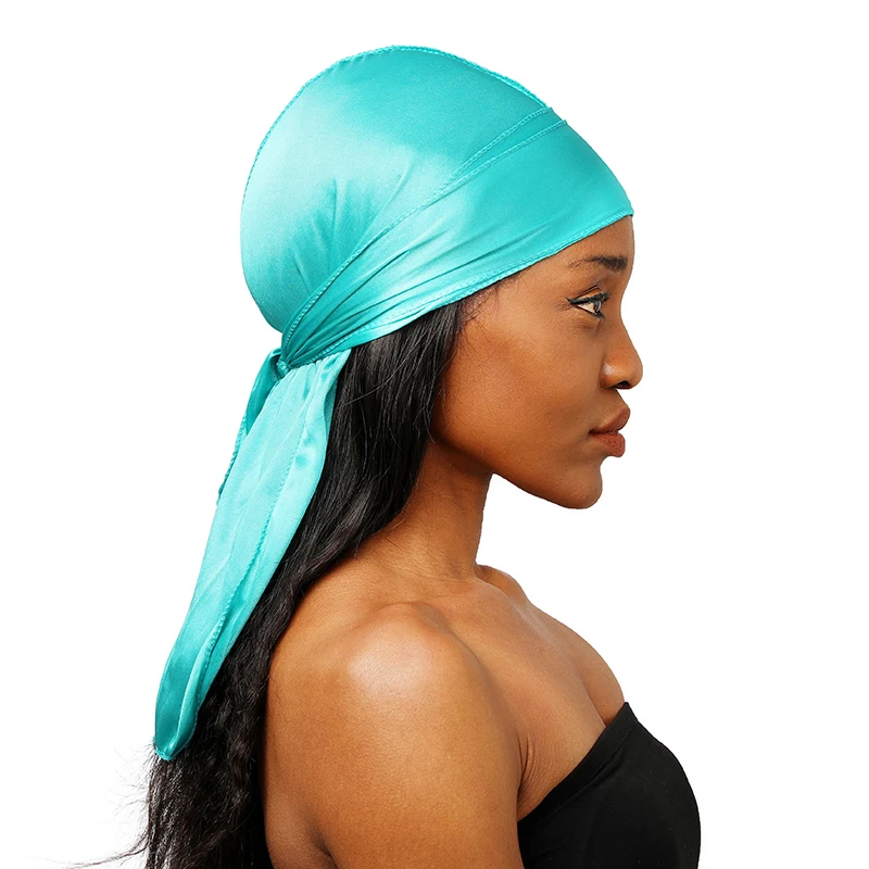 Unisex Seidige Lange Schwanz Durag Piraten Hut Turban Mode Headwraps Kappe Bandana Frauen Männer Kopfbedeckungen Kappen Hijab Haar Zubehör ﻿ – Detail 7