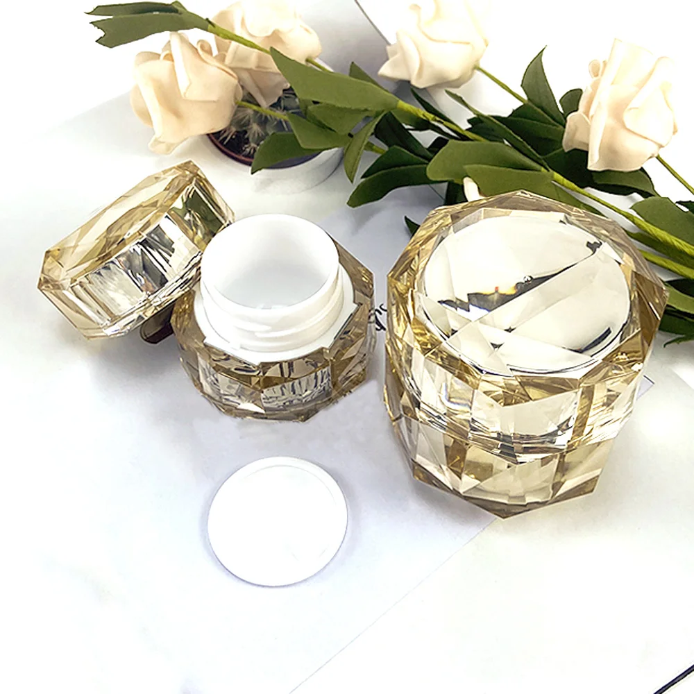 15g&30g Capacity transparency Diamond shape Acrylic material Cream bottle jar with spacer and cap