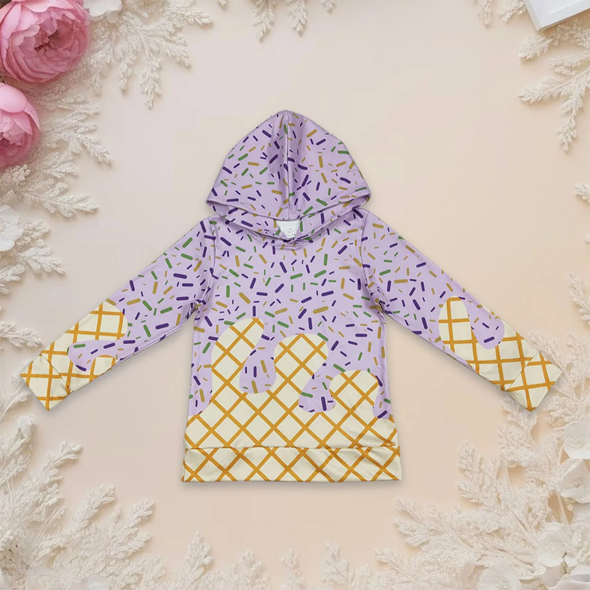 

Baby Boy Clothes Kids Hoodies Sweatshirts Lavender Drip Sprinkles Long Sleeve Zipper Pocket Pullover Hoodie Tops Boys Clothing