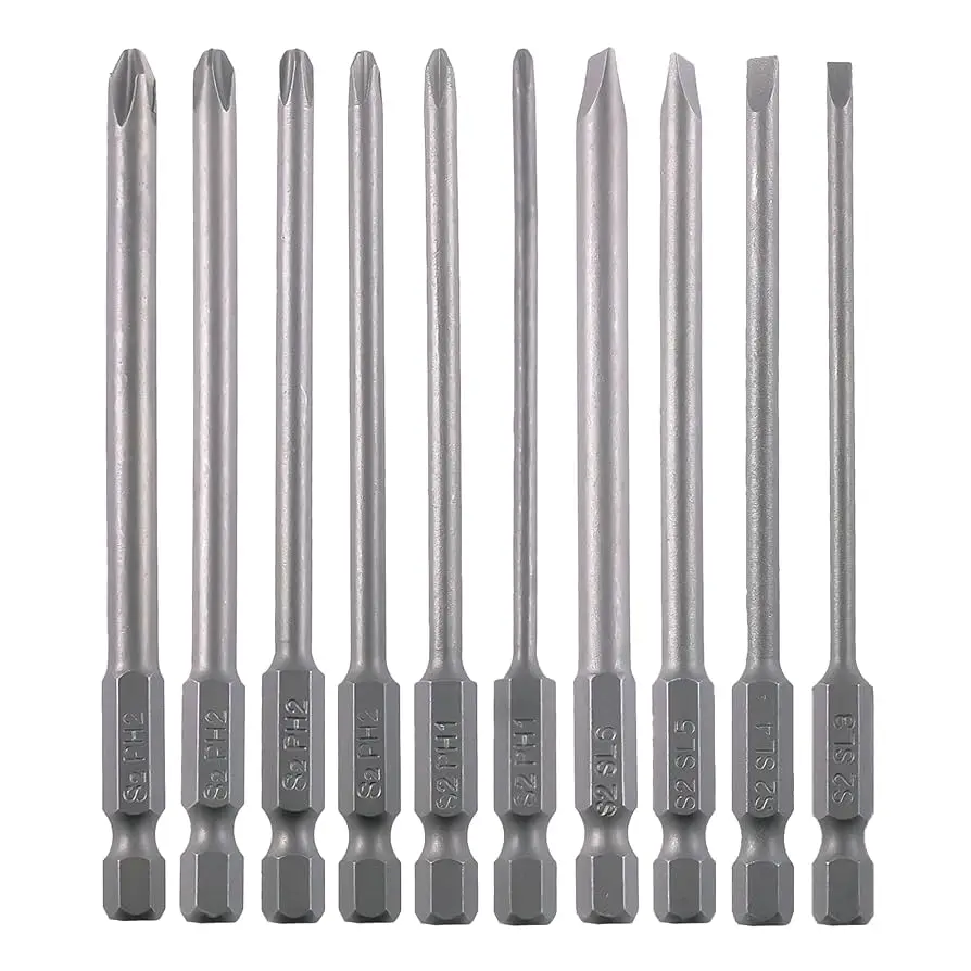 100mm Alloy Steel S2 Slotted Phillips screwdriver sets 10pcs/set, Straight Cross Head Batches Screwdriver