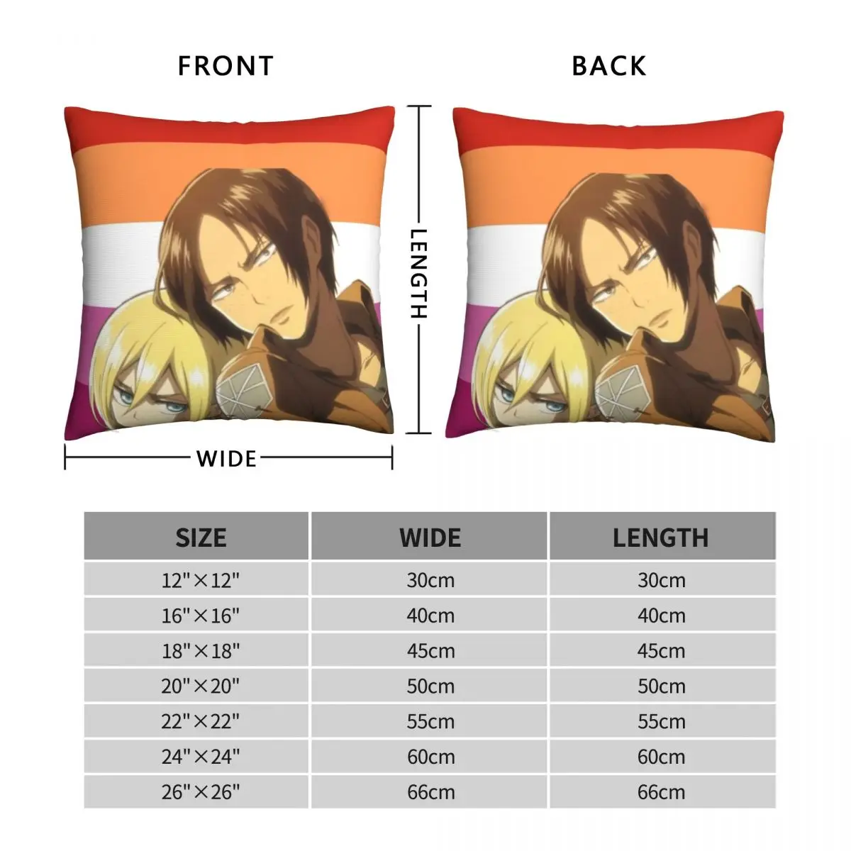 Ymir X Historia Lesbian Flag Square Pillowcase Polyester Linen Velvet Pattern Decor Throw Pillow Case Car Cushion Cover 45x45