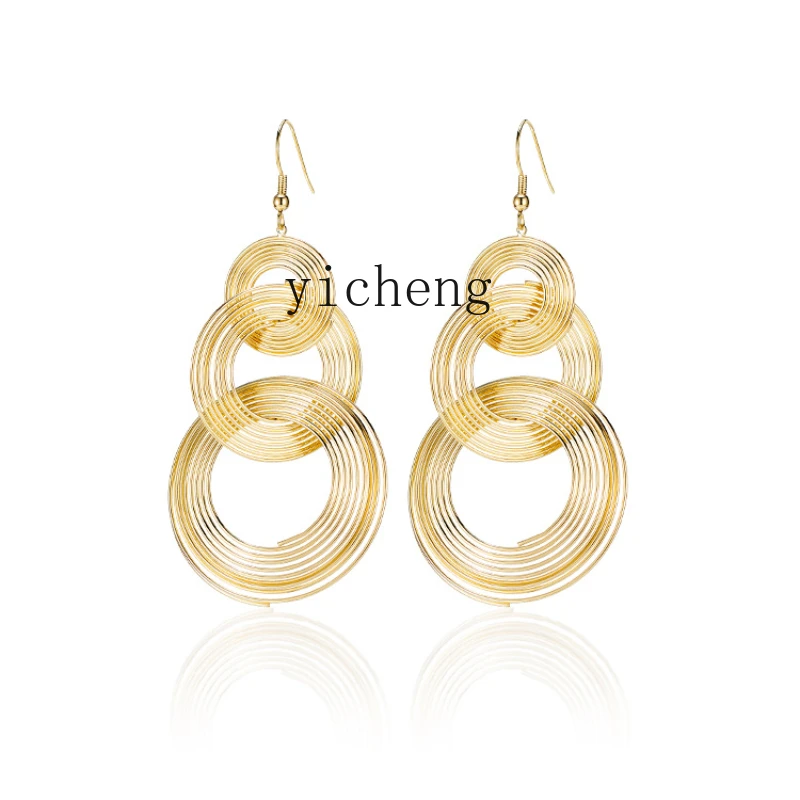 

Zc Earrings Eardrops Ear Hanging Large Earrings Women's Popular Niche Design Light Luxury High-End Sense