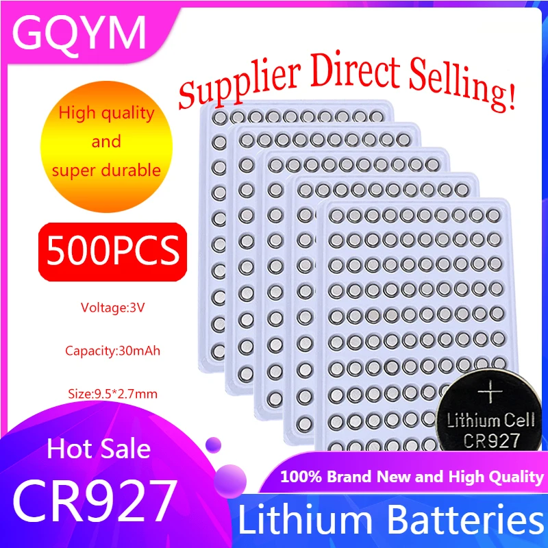 

500pcs CR927 927 DL927 BR927 LM927 ECR927 BR927-1W 5011LC 3V Lithium Battery For Watch Remote Toy Calculator Button Coin Cells