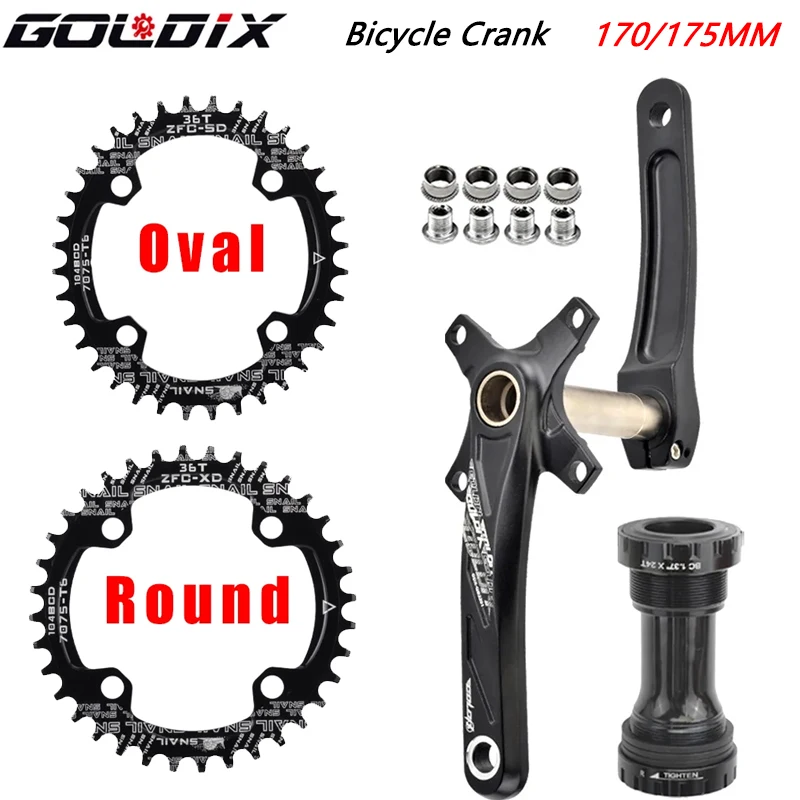 

GOLDIX MTB Crankset 104BCD Aluminum Alloy 170/175mm Crank 32-42T Narrow-Wide Chainring Set Black Mountain Bike component