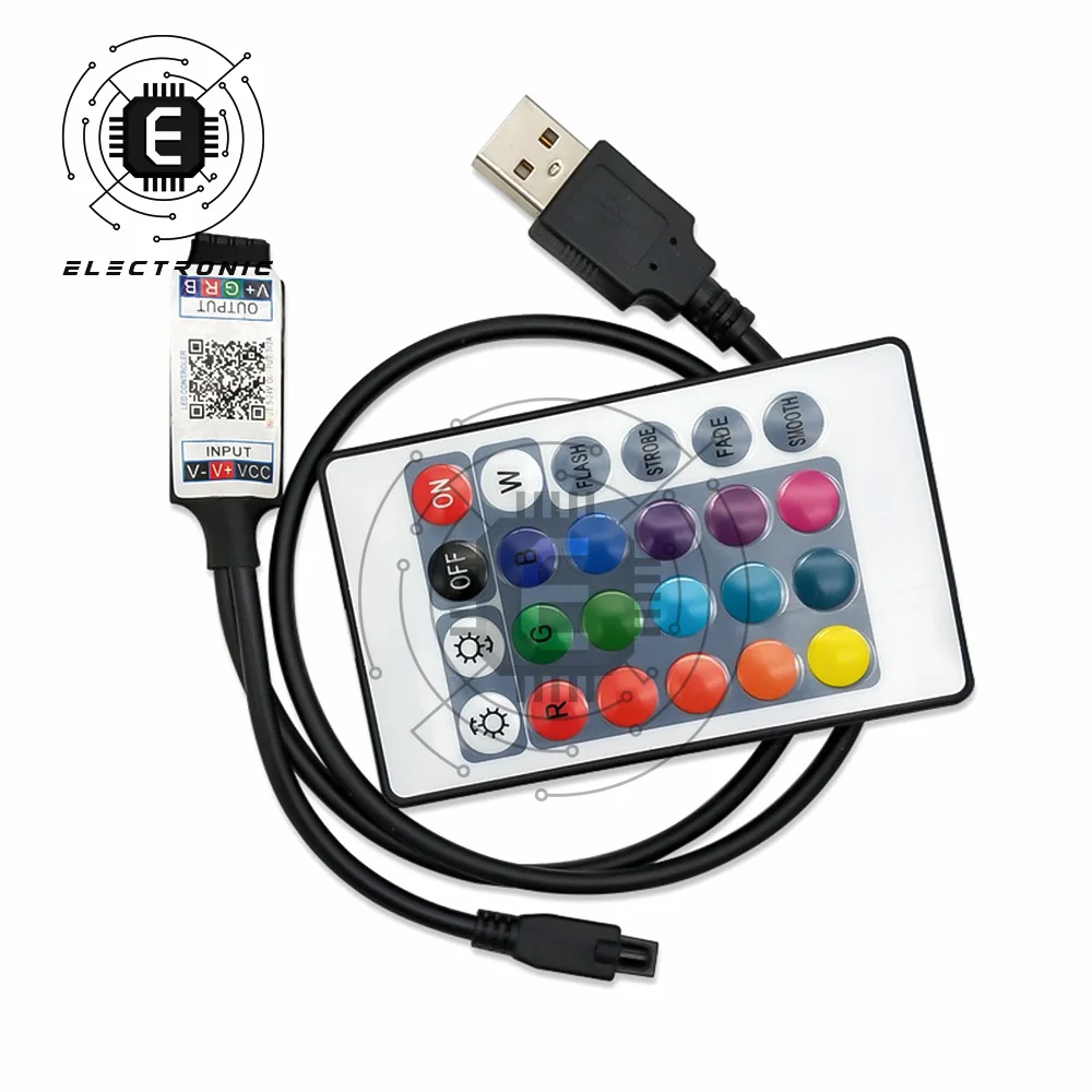 リモコンledライトバーミニbluetooth rgbリモートusbコントローラ + 24キーledライトストリップコントローラ