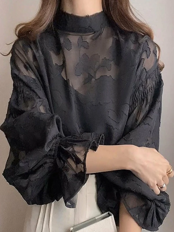 Dupla Face Desgaste Bolha Sve Lace irt Chiffon Ele Feminino Faion Coleção Outono Estampa Floral Longo Sve redondo Ne