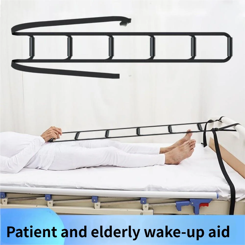 Adjustable Elderly Sit Up Rope Padded Helper Bed Ladder Assist Strap Hand Grip with 3/4/6 Handle Elderly Pull Up Strap Household