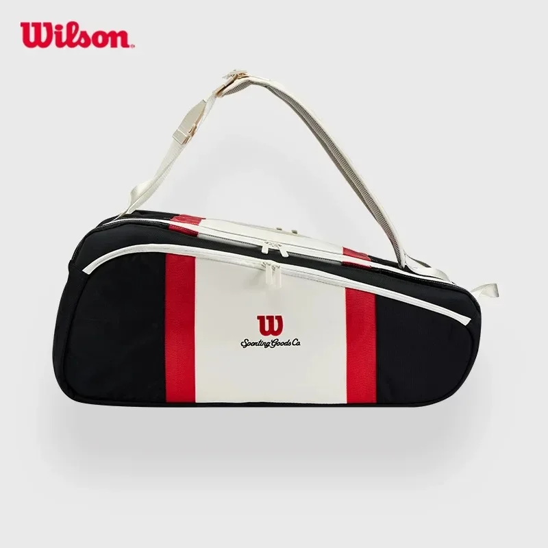 Wilson 2024 Tennis Bag New COURAGE Series Red, White, Black Backpack 9-Pack Tennis Racket Bag Accessories Bag for Men and Women