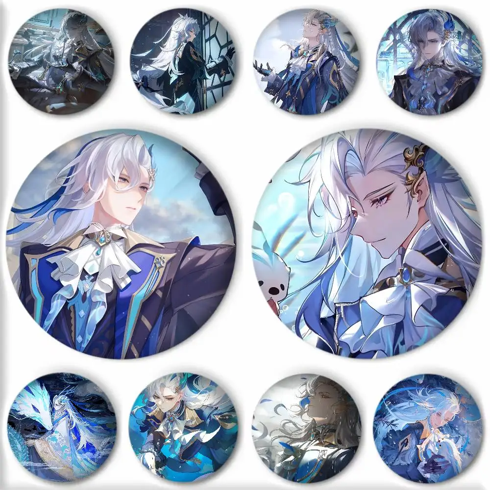 Anime Game Genshin Impact Neuvillette Badge Round Art Brooch Clothes Backpack Accessories Lapelnd Laserh