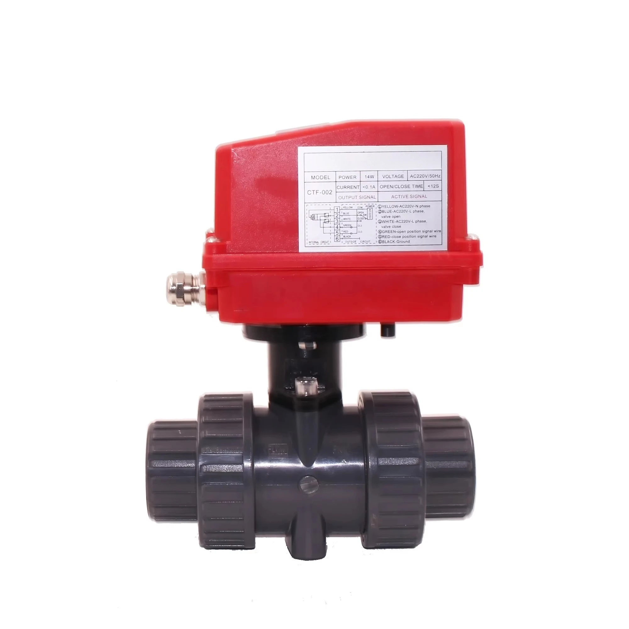 Valvola motorizzata in PVC Valvola di controllo del flusso motorizzata AC220v Valvola a sfera motorizzata in PVC da 50 mm