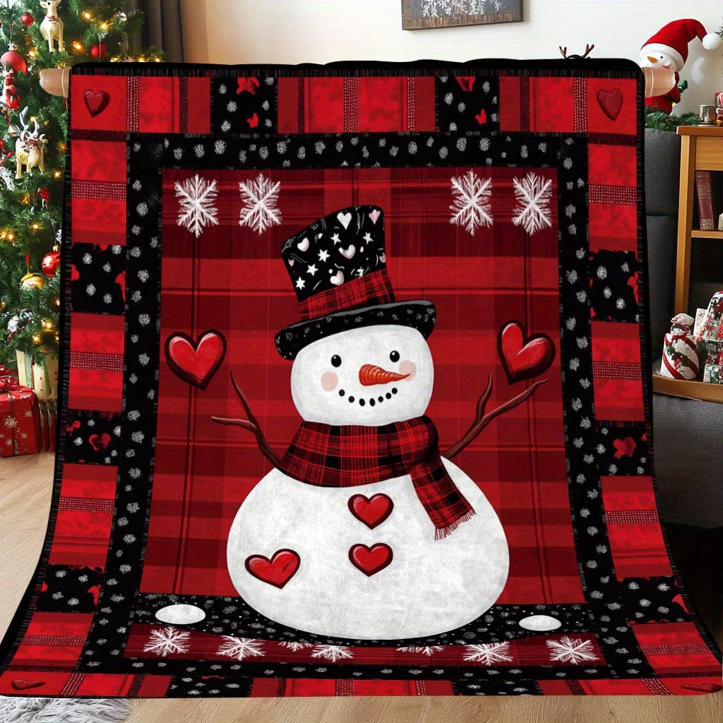 

Snowman Claus Design Holiday Throw Blanket Cozy Warm Keepsake Blanket Memorable Occasions Winter Festive Present Napping Camping