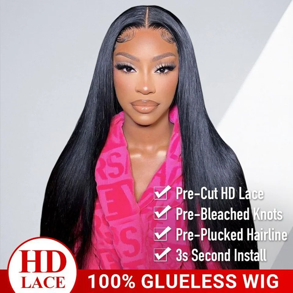 

100% натуральные человеческие волосы, парик с HD-кружевной передней частью 13x4, идеально прямые, 30-32 дюйма, парики с фронтальной кружевной вставкой 13x6, безклеевые парики 5x5 с закрытым затылком, бразильские, черные