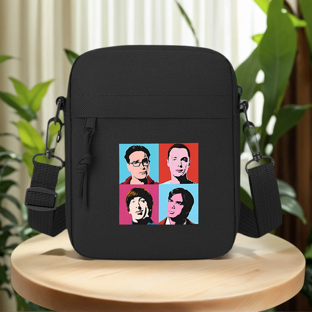 Pop art portrait of four characters Men Crossbody Bag Single Shoulder Women Cartoon Anime Film Printing Design Unisex