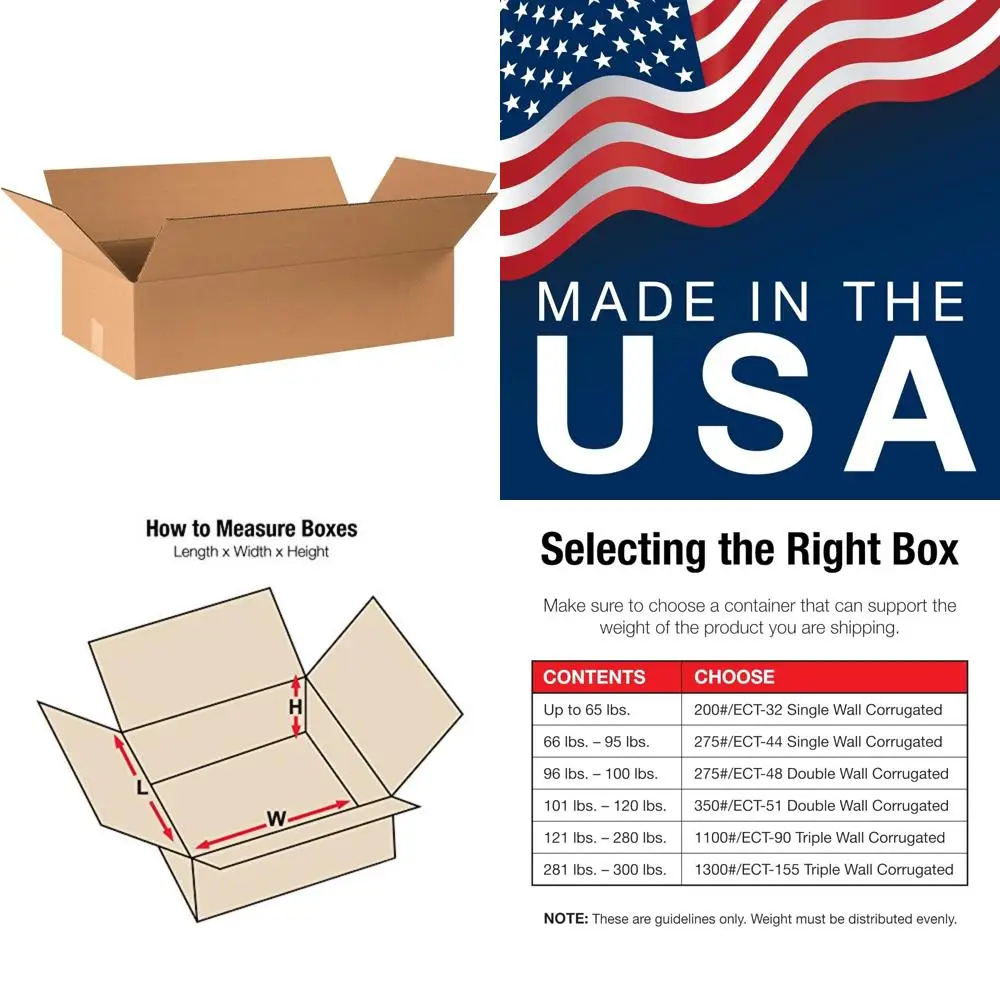 Corrugated Flat Boxes 24x12x6 Inches, Pack of 20, Shipping and Storage Boxes for Home, Business, and Moving Needs