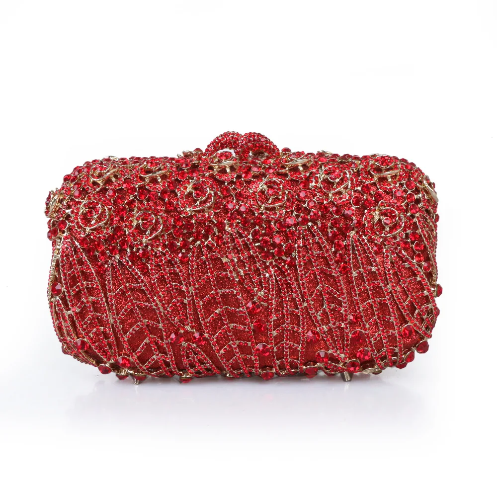 

Ladies Banquet Bag Empty Metal Rose Diamond Crystal Dinner Bag Handmade Diamonds Carteras Diseñador De Lujo Luxury Bags Designer