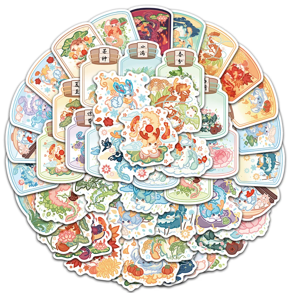 48/96PCS China 24 Solar Begriffe Xiaolong Kreative Graffiti Aufkleber Telefon Tür Rahmen Notebook Wasser Tasse Fahrrad Aufkleber
