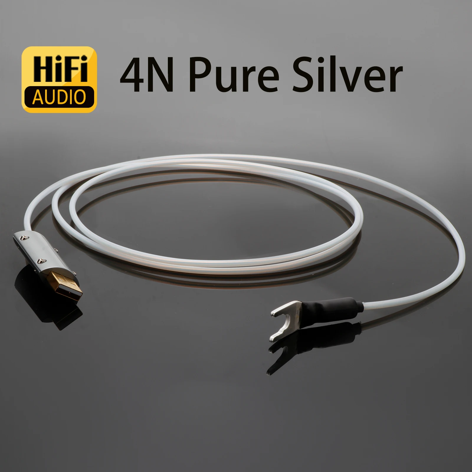 Cable de conexión a tierra de plata pura sólida Hifi, USB a pala Y, Cable de funda de teflón de plata pura para amplificador GND, decodificador, caja de sintonización de altavoz
