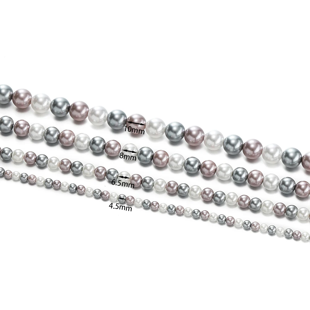 1Strand 4.5/6.5/8/10mm Glass Artificial Pearl About 39-92pcs Spacer Beads for DIY Necklace Bracelet Jewelry Making Accessories