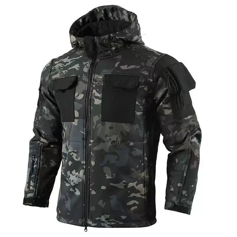 Men's Cargo Autumn Winter Fleece Softshell Hiking Jackets Tactical Military Army Climbing Trekking Casual Hunting Camping Coat