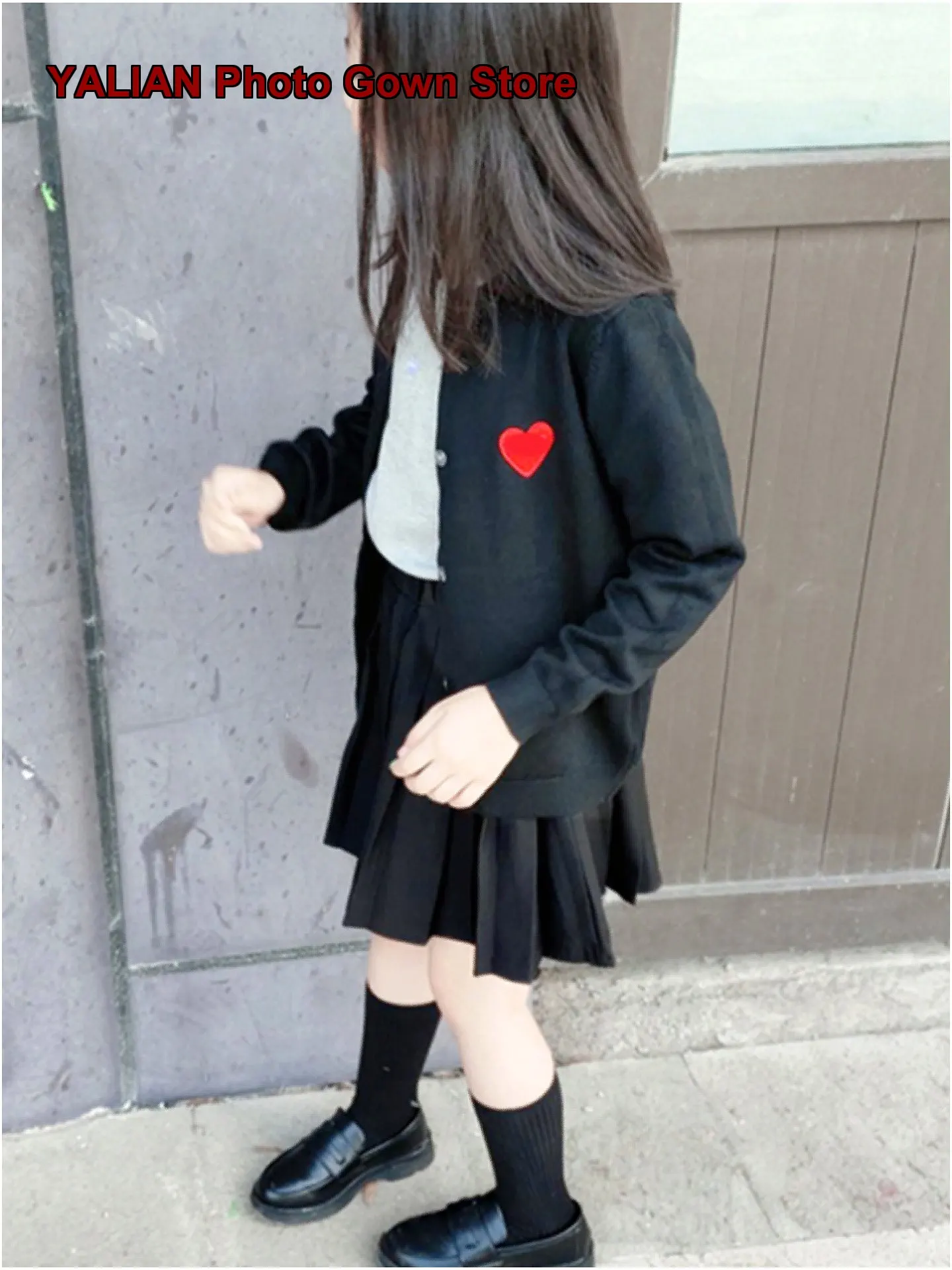 Kids Heart Pattern Knit Cardigan Boys Girls Japanese Style Parent-Child Long Sleeves Tops Older Kids
