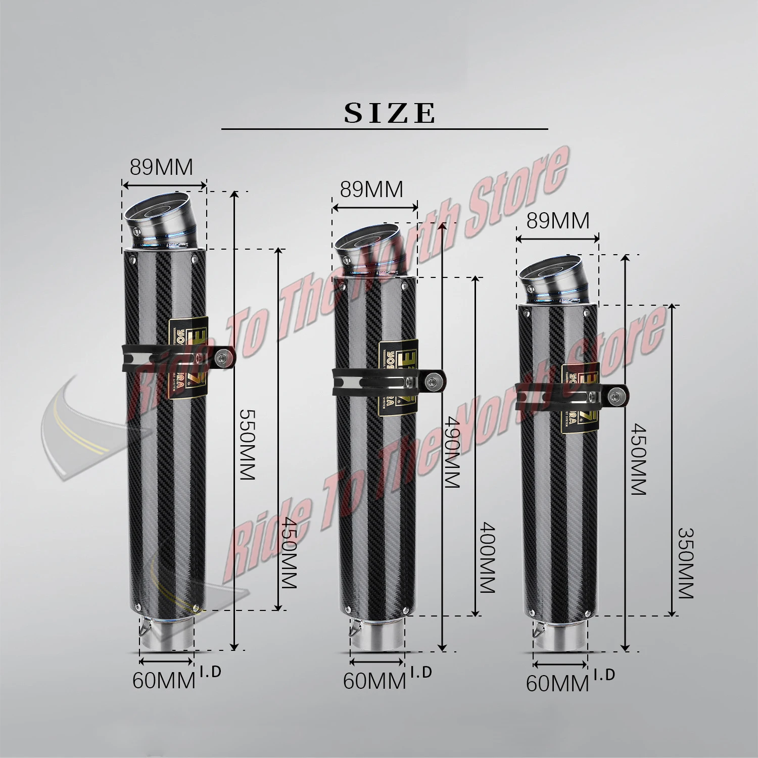 Longer 51mm 60mm Titaniium Alloy gold Logo Yoshi Motorcycle Exhaust Muffler Escape for Motorcycle Exhaust Modify Universal Parts