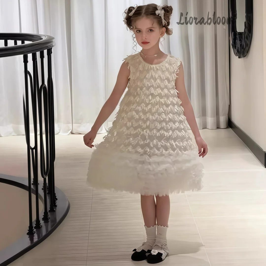

White Everyday Girls' Dresses Elegant Evening Wear Designer Flower Girl Dresses New Princess Party Dresses