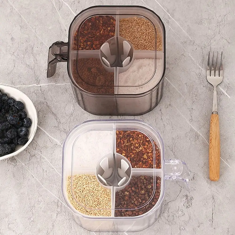 

Durable Plastic Multi Grid Seasoning Box Food Grade Removable Seasoning Storage Box Dust-proof Insect-proof Salt Box Kitchen