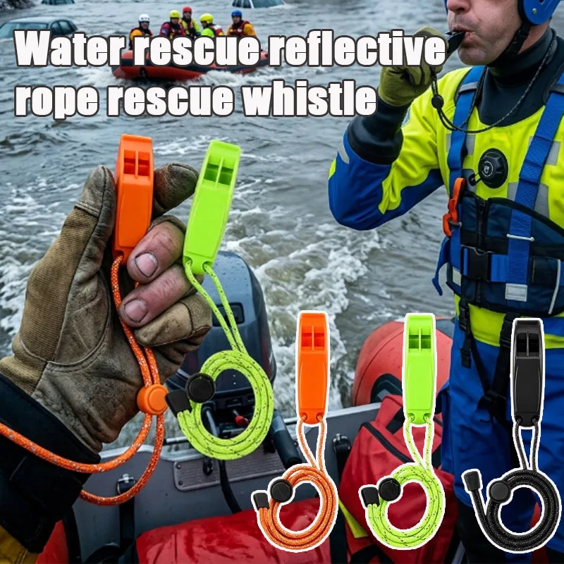 1-10PCS Emergency Whistle Waterproof Survival Rescue Signal with Adjustable Reflective Lanyard for Kayak Life Vest